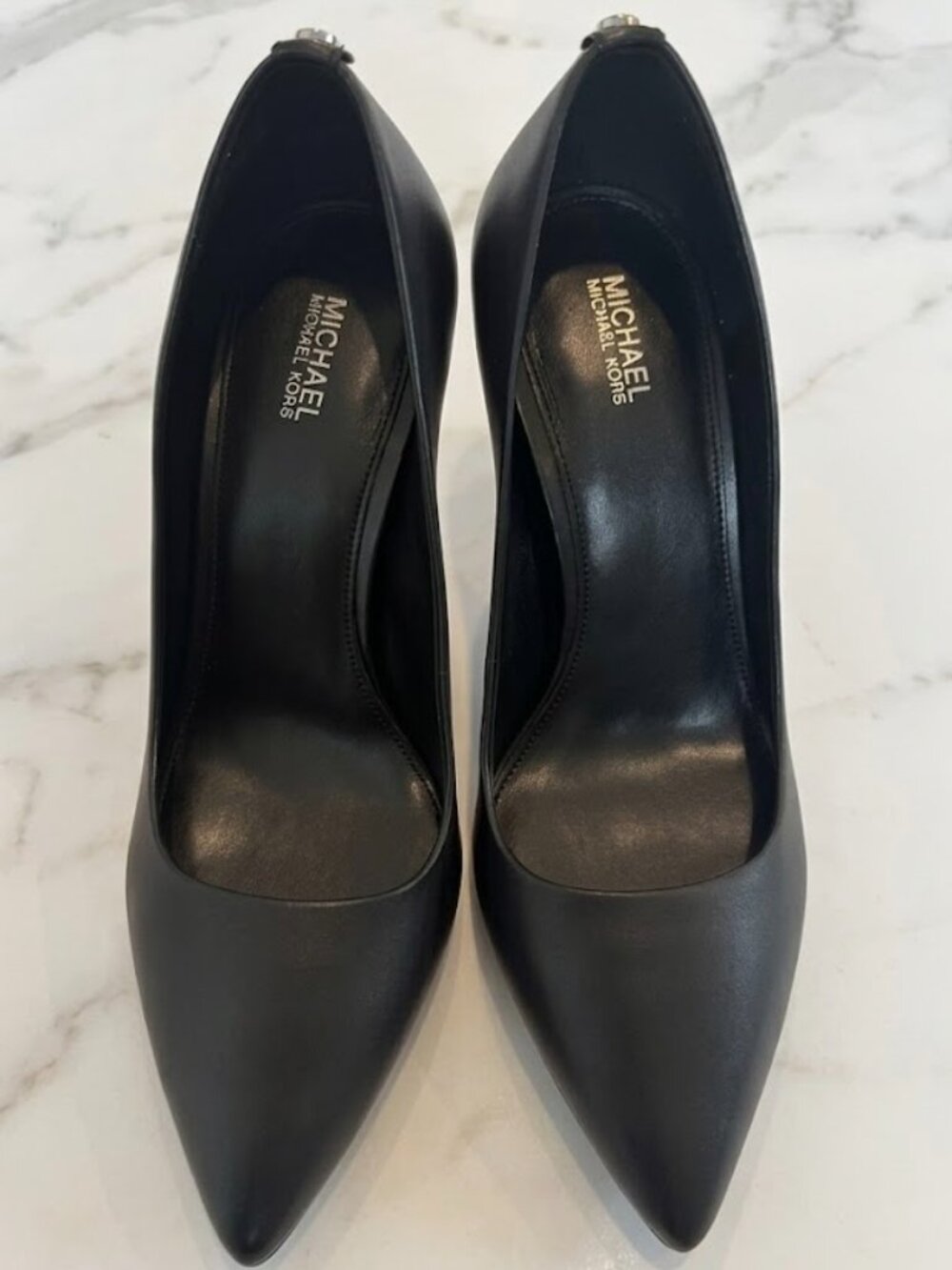 New Michael Kors Black Leather Pointed Toe Heels, 8.5